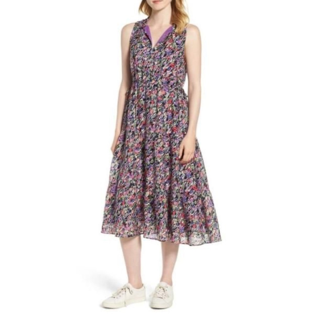 Nordstrom Signature Abstract watercolor silk fit & flare midi dress